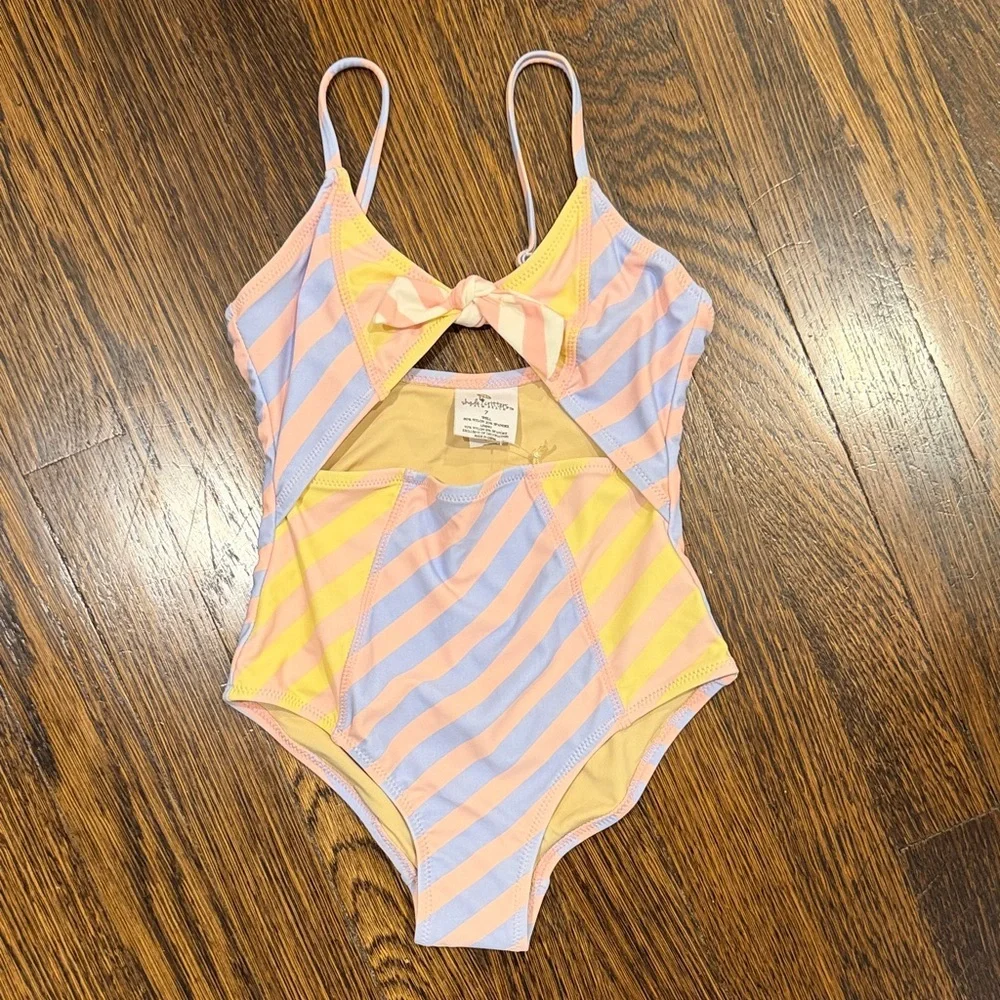 NWOT Shade Critters Girls Stripe Girl’s One-Piece Cutout Swimsuit
